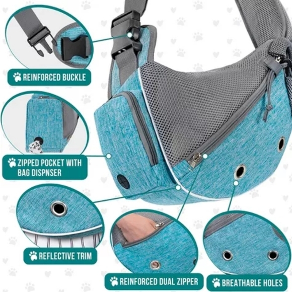 PetAmi Tiffany Blue and Gray Pet Dog Cat Sling Carrier NWOT Sz Small Up To 5lbs - Picture 6 of 14